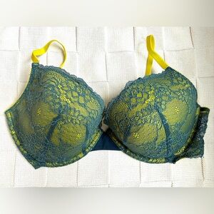 BCBGeneration Lace Bra in Teal and Yellow
